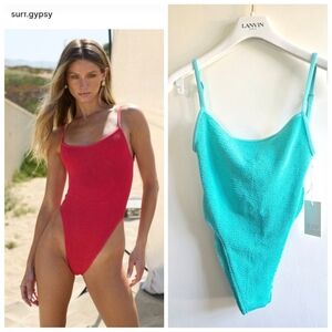 New Surf Gypsy Krinkle Teal Green One Piece Swimsuit Style B12717 One Size NWT